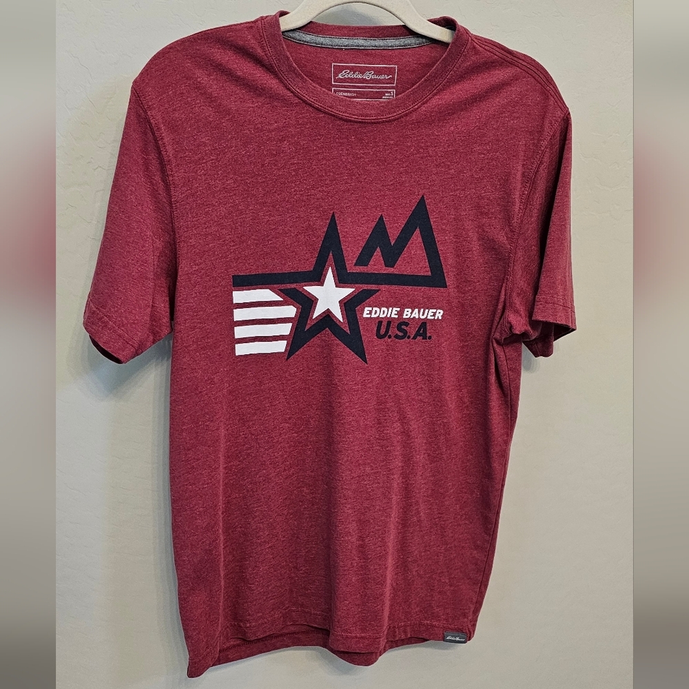 Eddie Bauer Men’s Maroon Graphic Tee 4th Of July